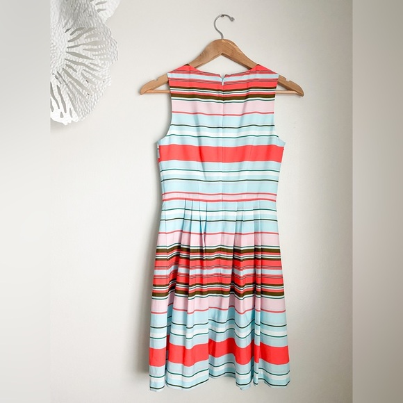 CeCe l Cynthia Steffe Claiborne Striped Rainbow Pleated Clearwater Aline Dress 0 - Picture 5 of 13